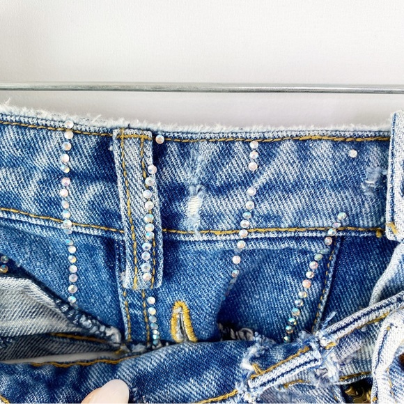 Filles a Papa FAP Size 1 US S 2-4 Blue Distressed Cut Off Denim Jeans Shorts - Picture 3 of 9